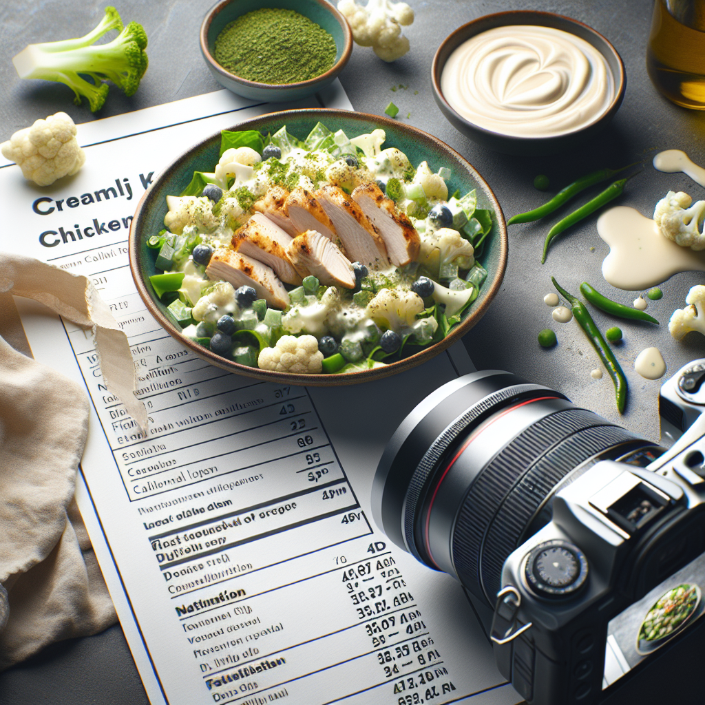 Keto creamy chicken and cauliflower salad recipe and nutritional information